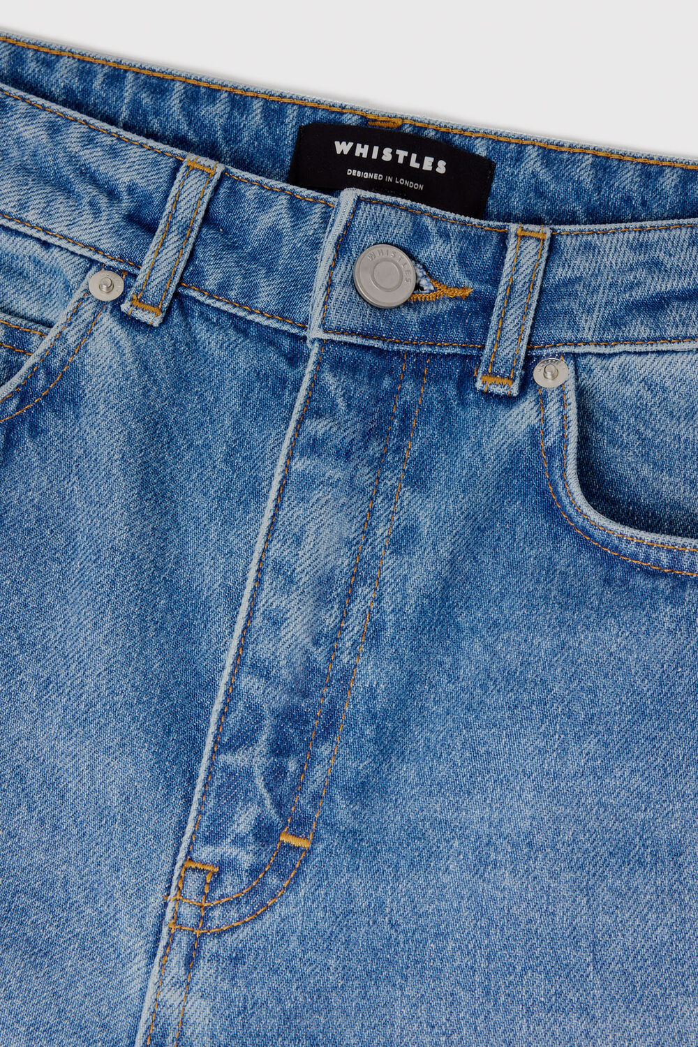 Light Wash Panel Detail Wide Leg Jean