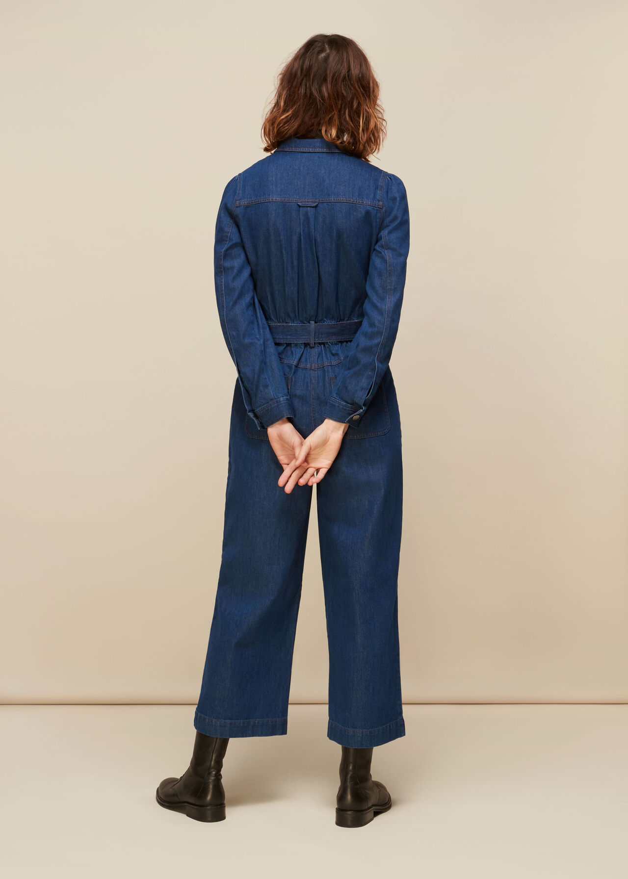 Denim Belted Jumpsuit