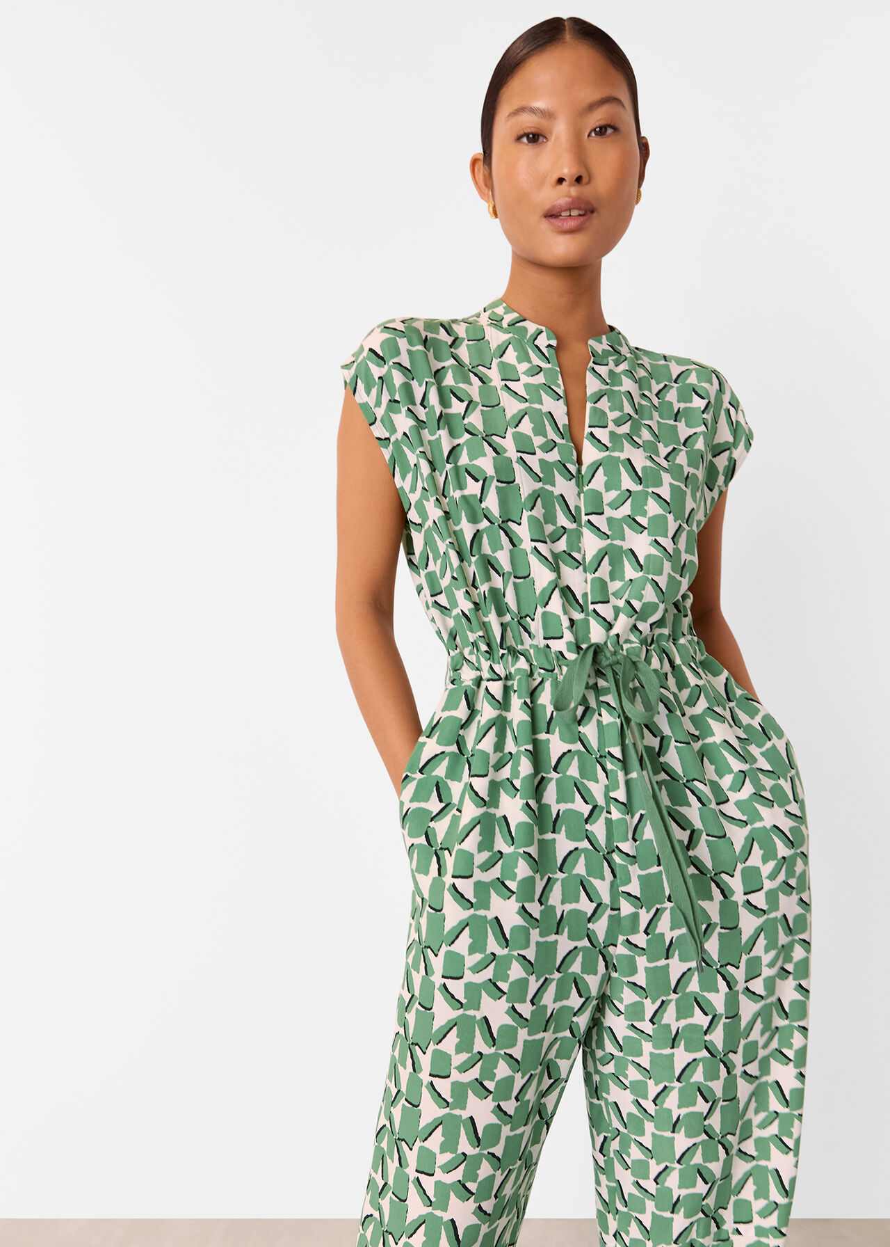 Petite Abstract Squares Jumpsuit