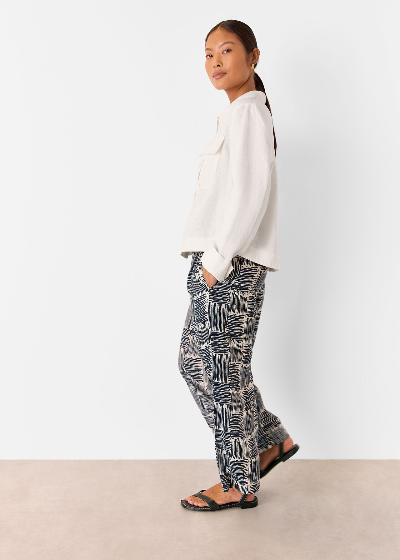 Petite Hatch Squares Cropped Trouser