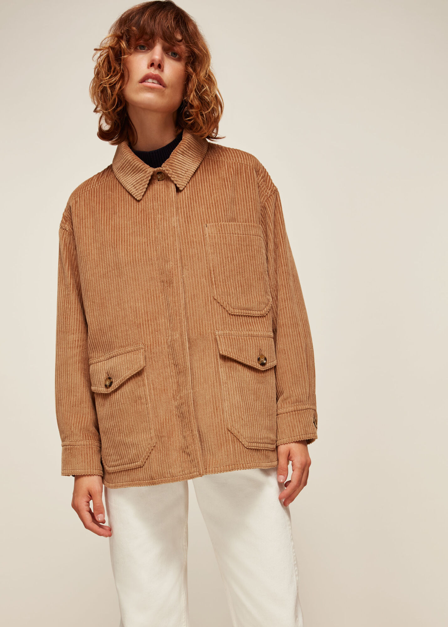 Neutral Corduroy Button Up Jacket WHISTLES