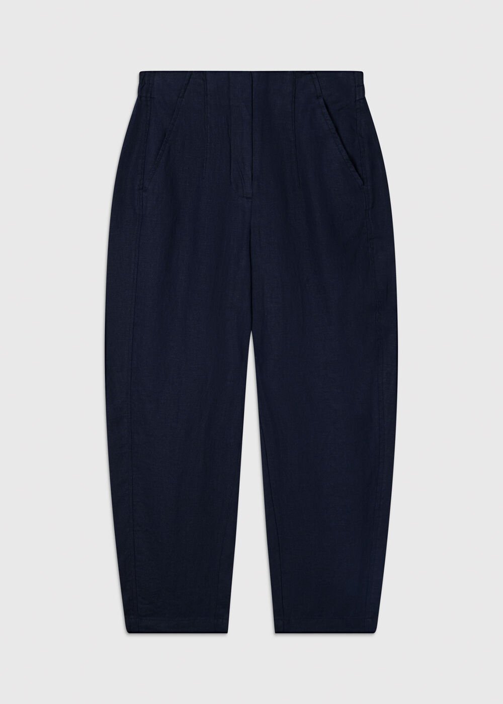 Petite Linen Barrel Leg Trouser
