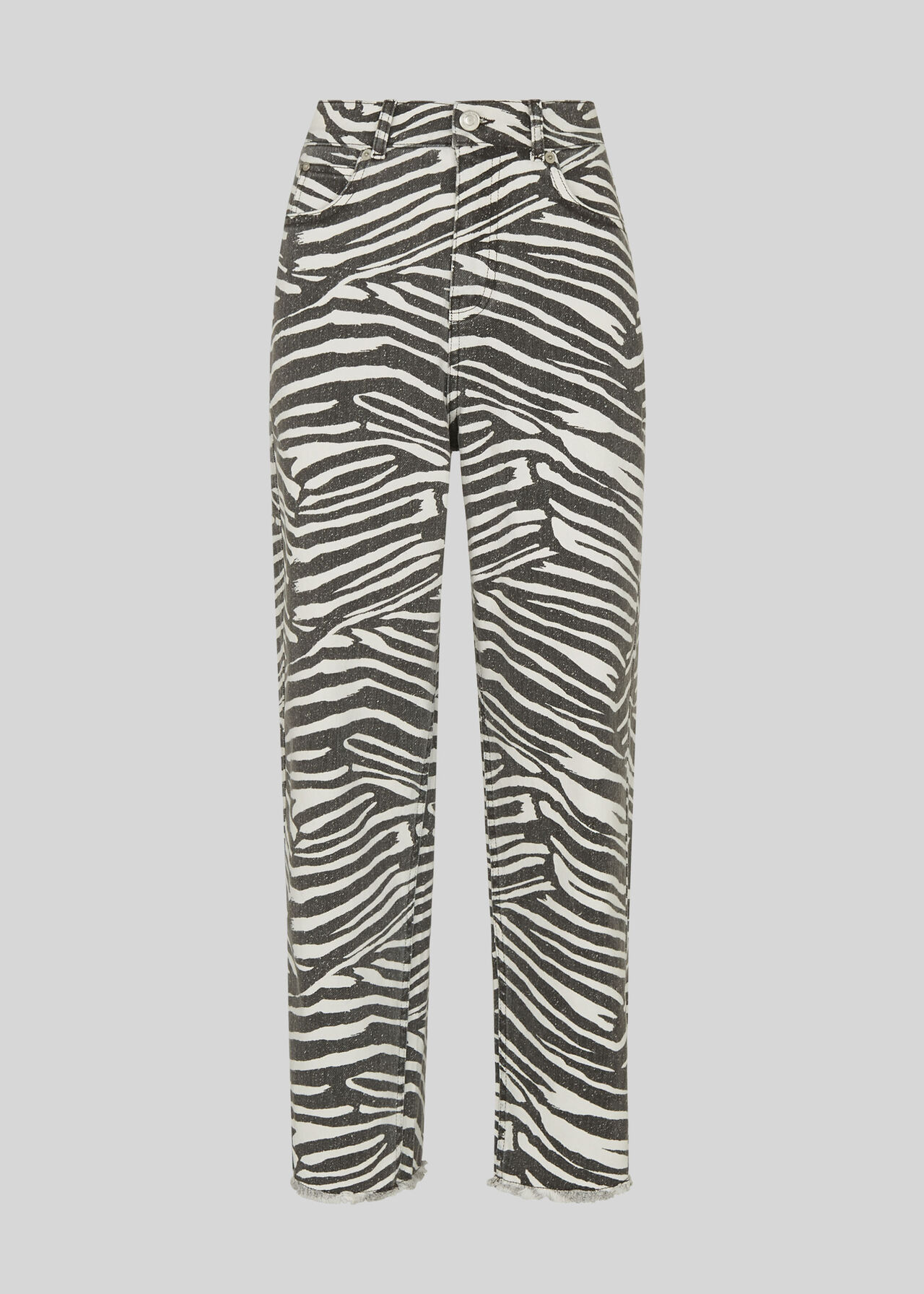 Zebra High Waist Barrel Jean Zebra Print
