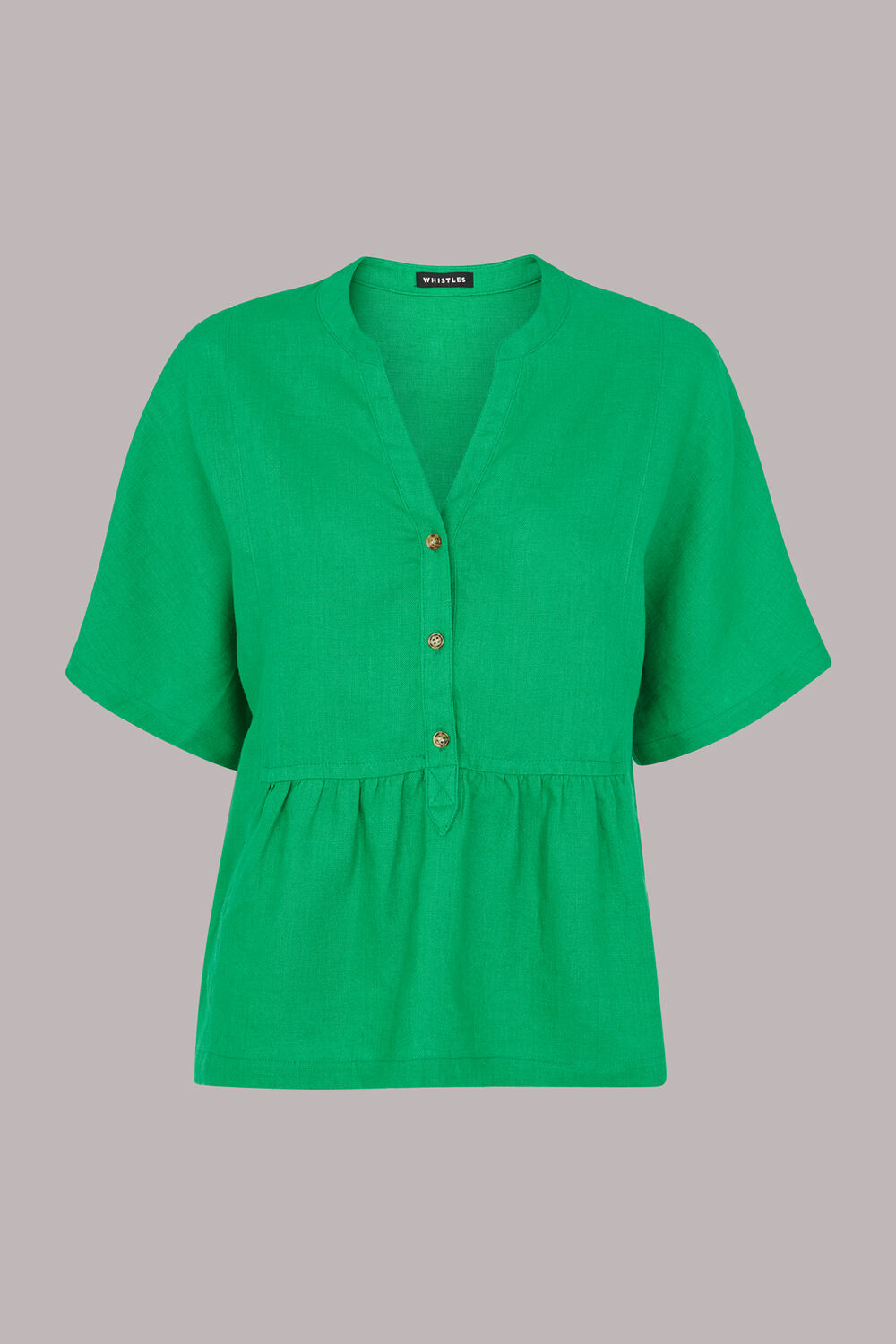 Green Hannah Linen Peplum Blouse