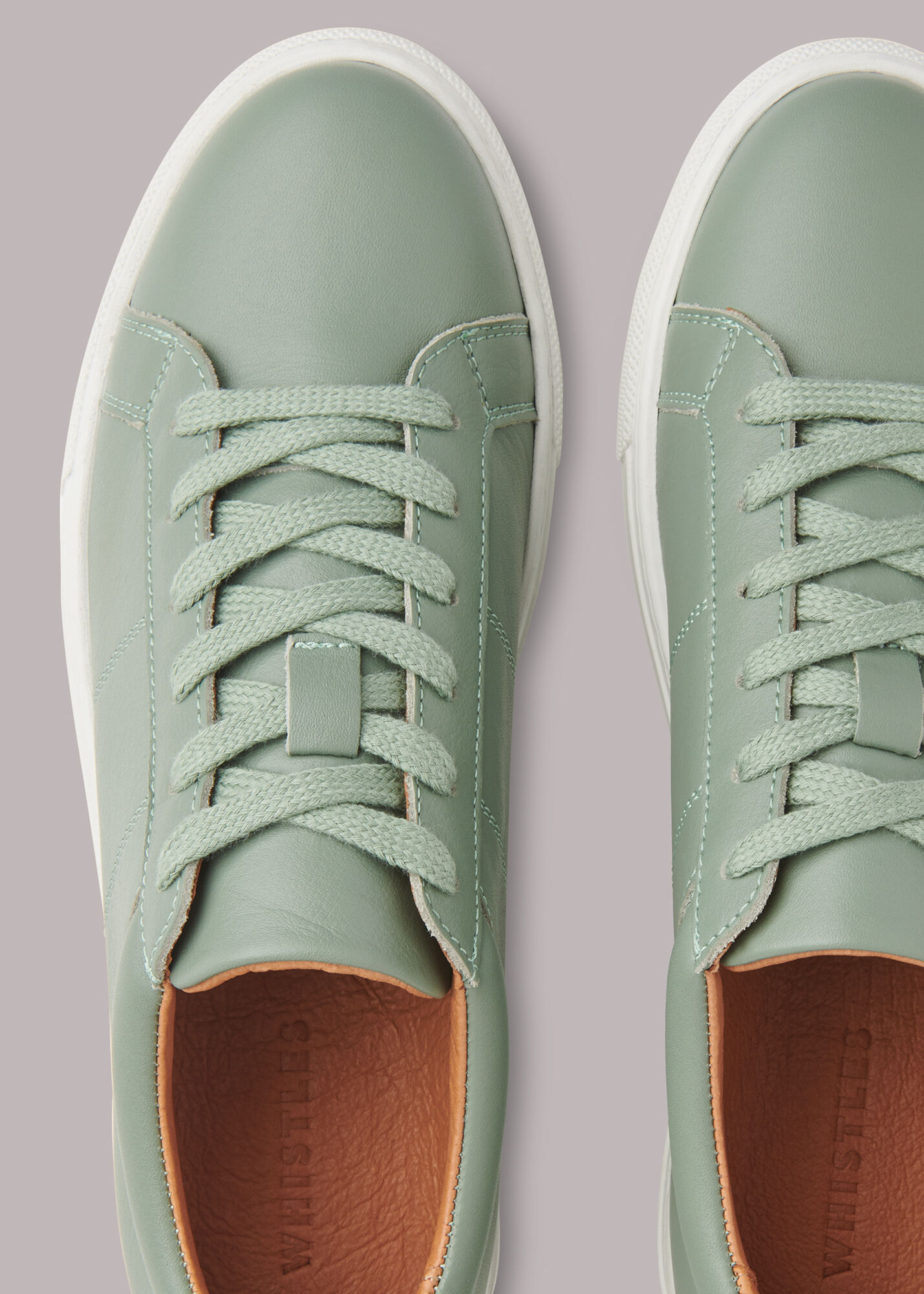 Pale Green Koki Lace Up Trainer WHISTLES Whistles UK