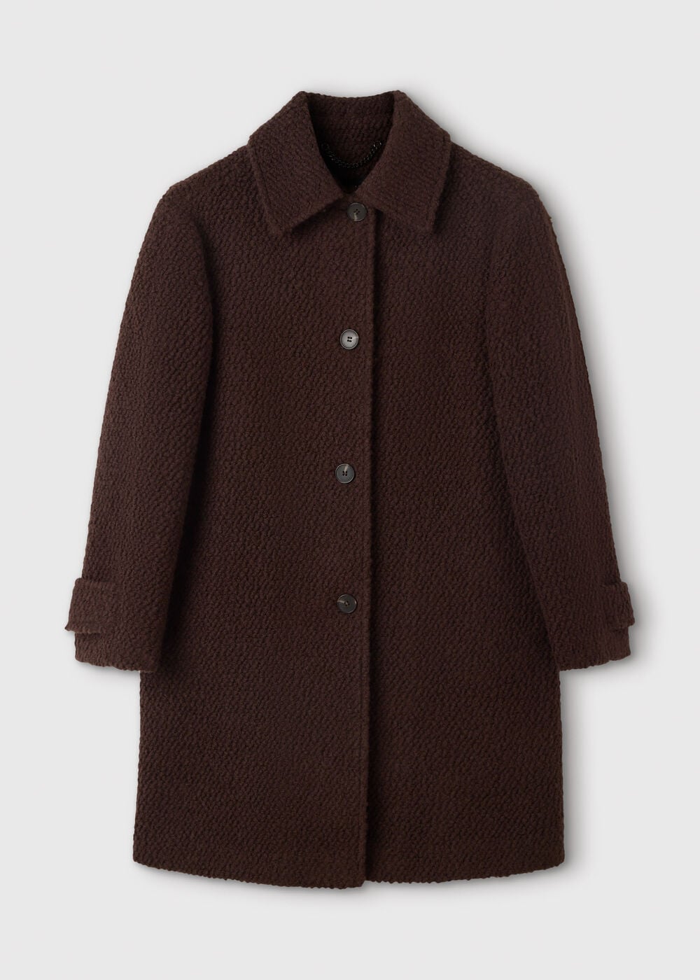 Brown Boucle Wool Car Coat