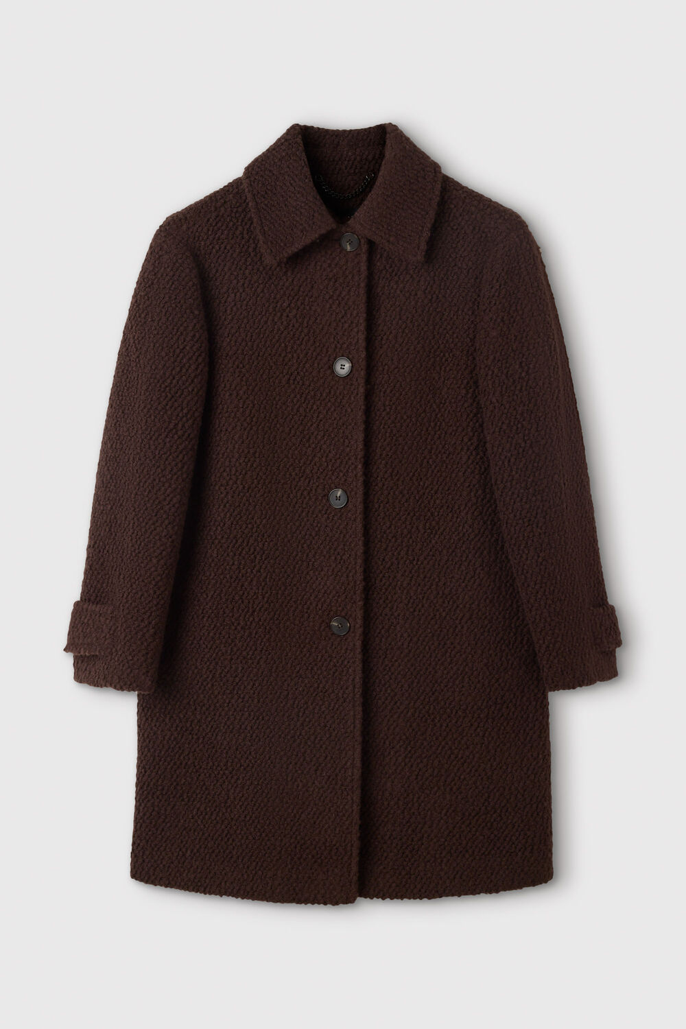 Brown Boucle Wool Car Coat