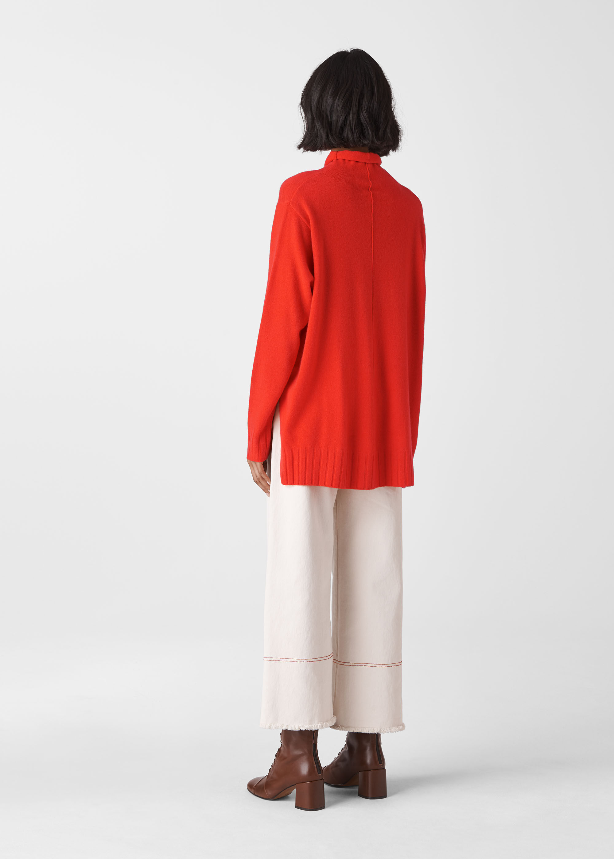 Red Cashmere Funnel Neck Sweater 