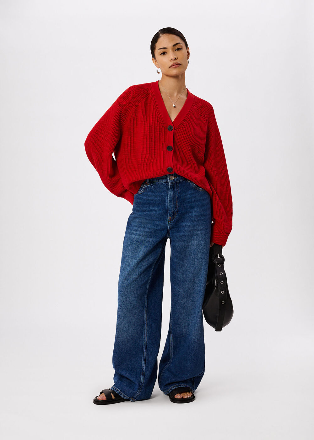 Petite V Neck Cotton Cardigan