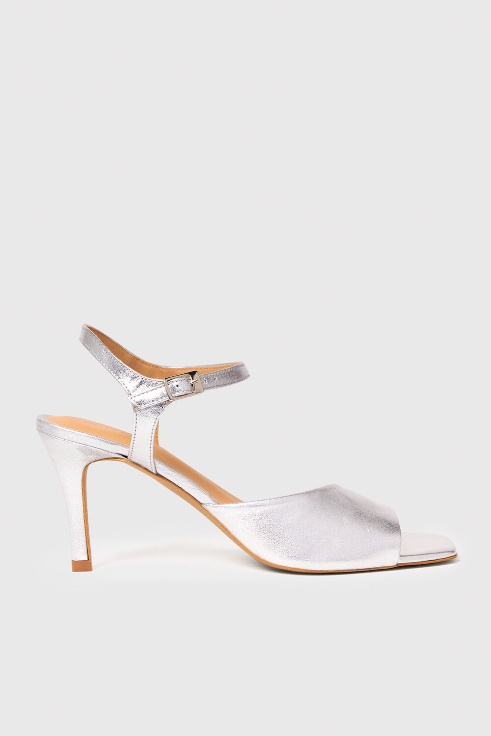 Silver Asymmetric High Heeled Sandal