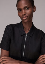 Zip Front Linen Dress