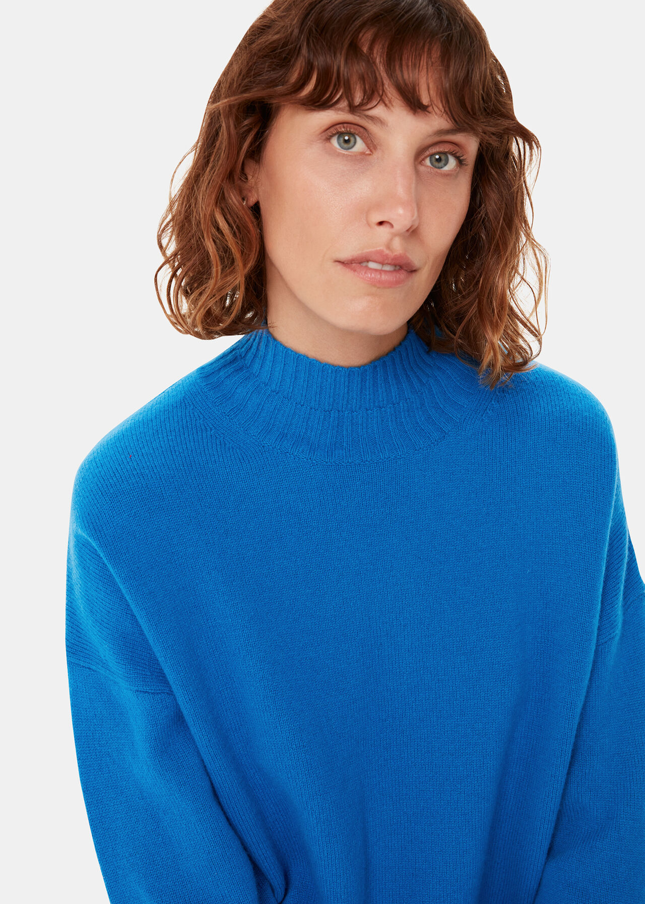 Wool Double Trim Funnel Neck