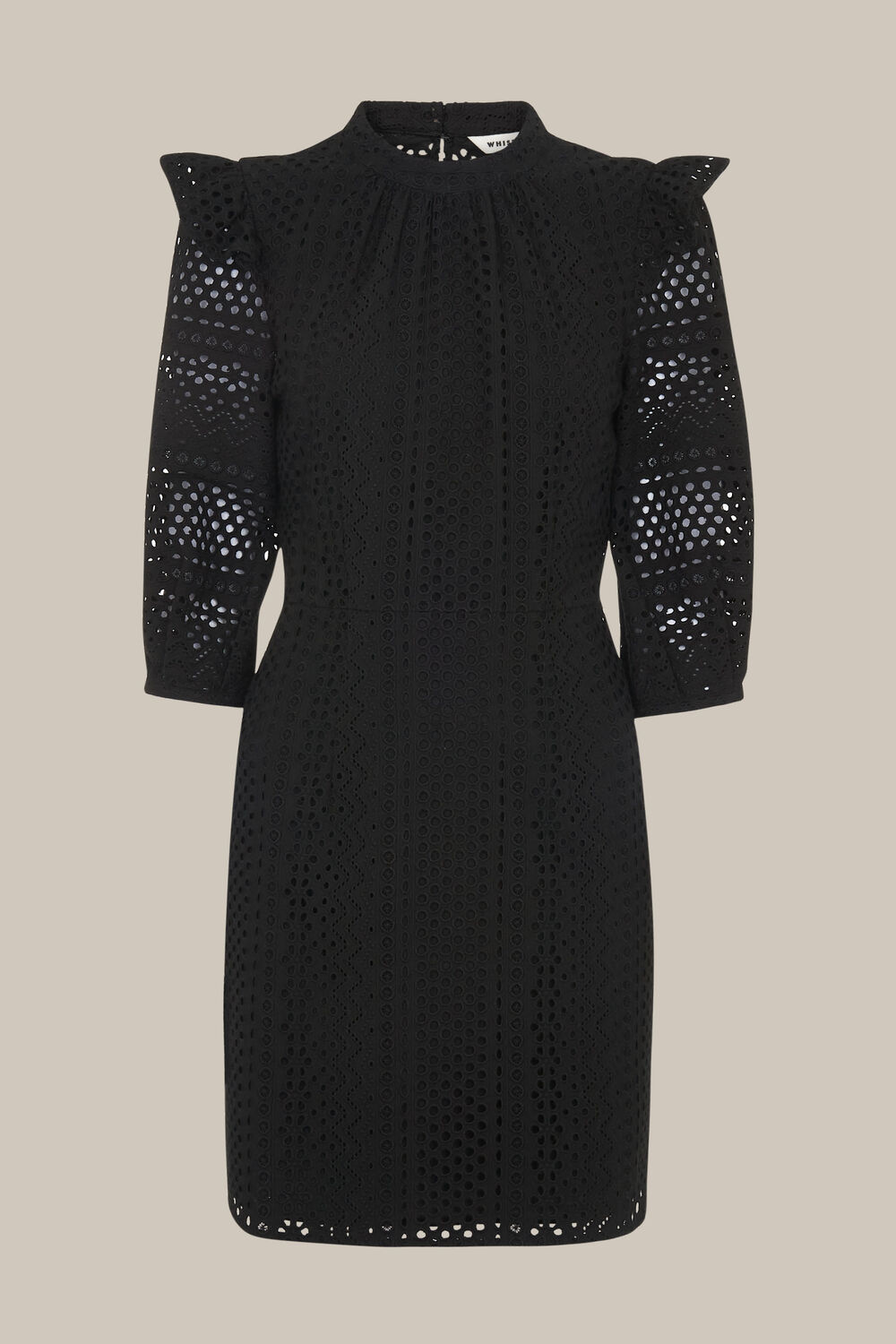 Frill Broderie Dress Black