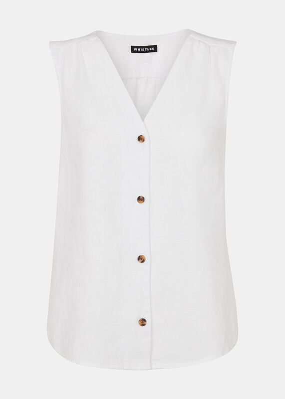 White Laura Linen Tank