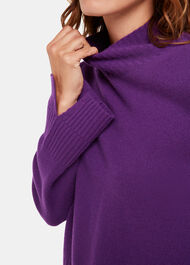 Wool Double Trim Funnel Neck