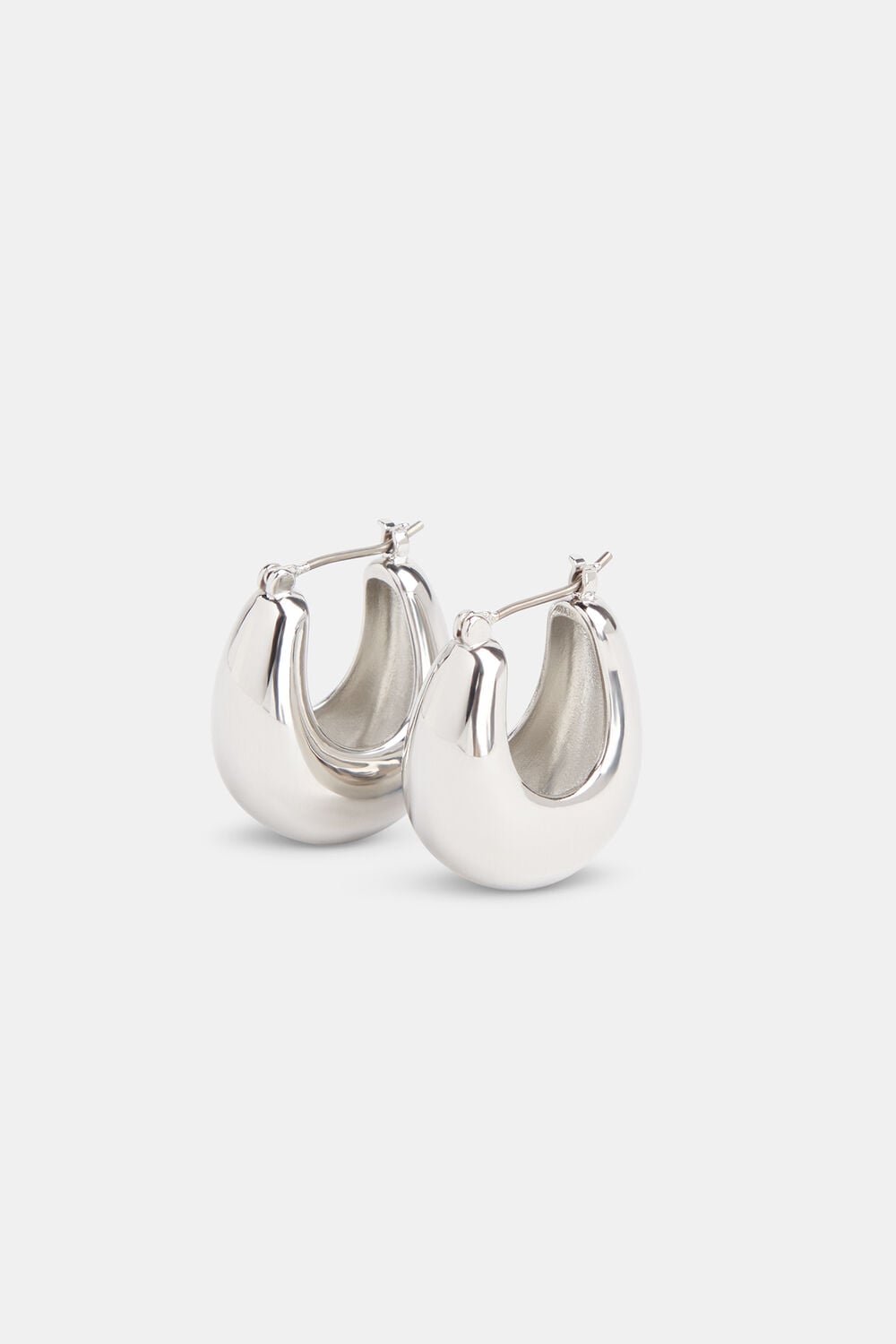 Silver Curved Hoop Earring