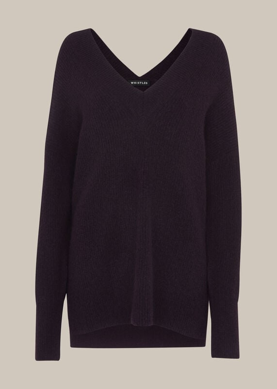 Burgundy V-Neck Knitted Co-ord Jumper