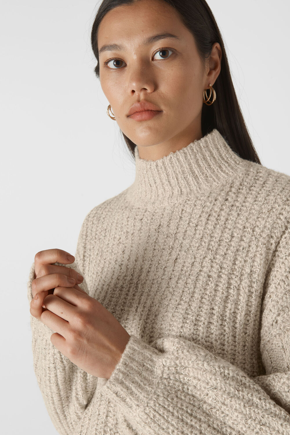 Textured Rib Blouson Knit Multicolour
