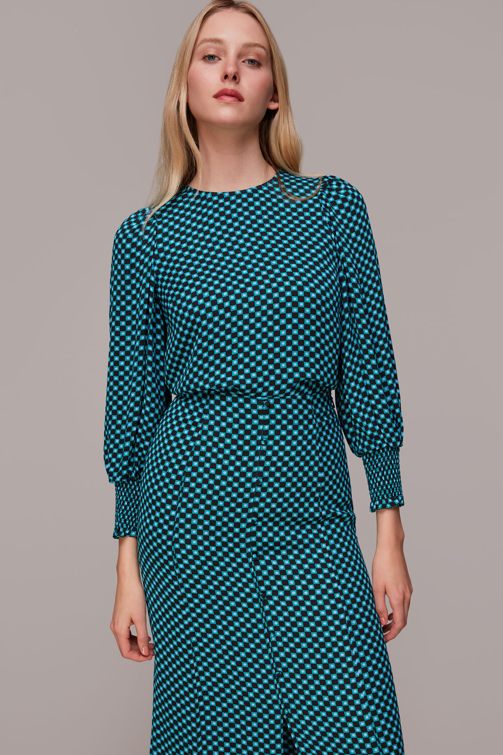 Star Check Button Front Skirt
