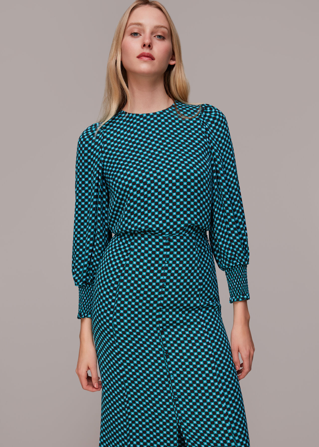 Star Check Button Front Skirt