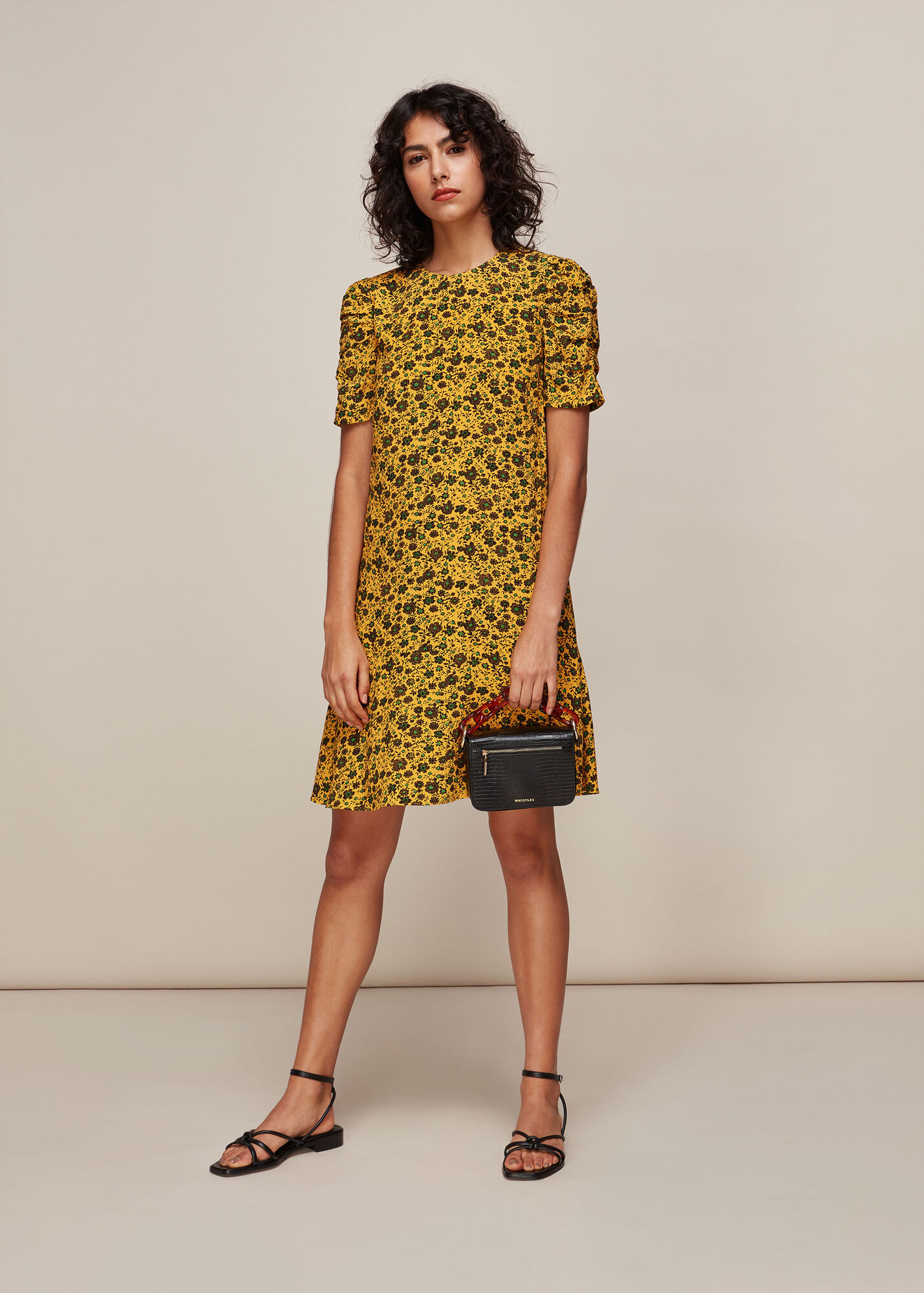 Yellow/Multi Trailing Daisy Dress WHISTLES Whistles UK