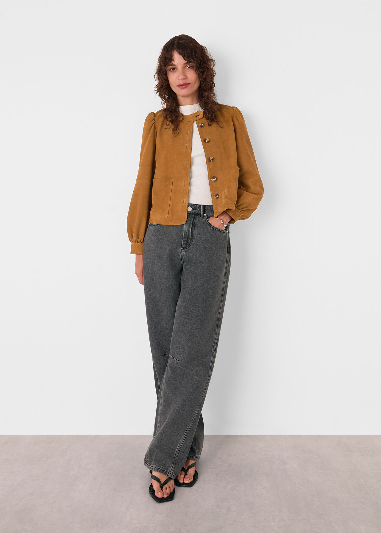 Button Front Suede Jacket