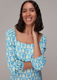 Checkerboard Shells Midi Dress