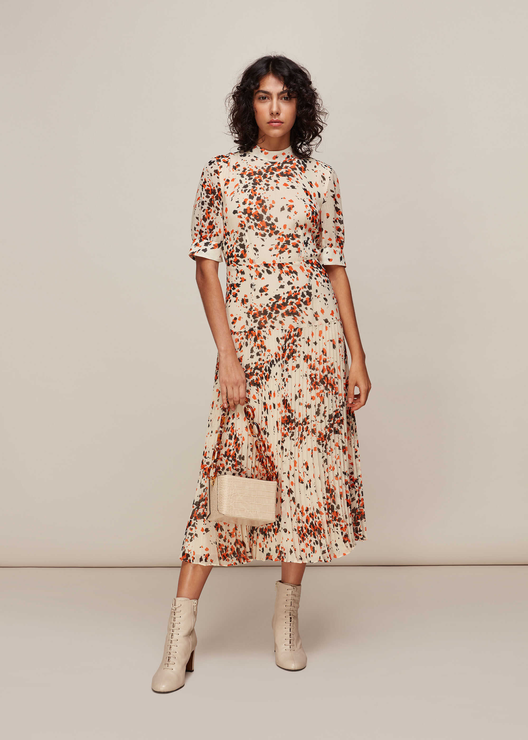Whistles off shoulder pleated dress online