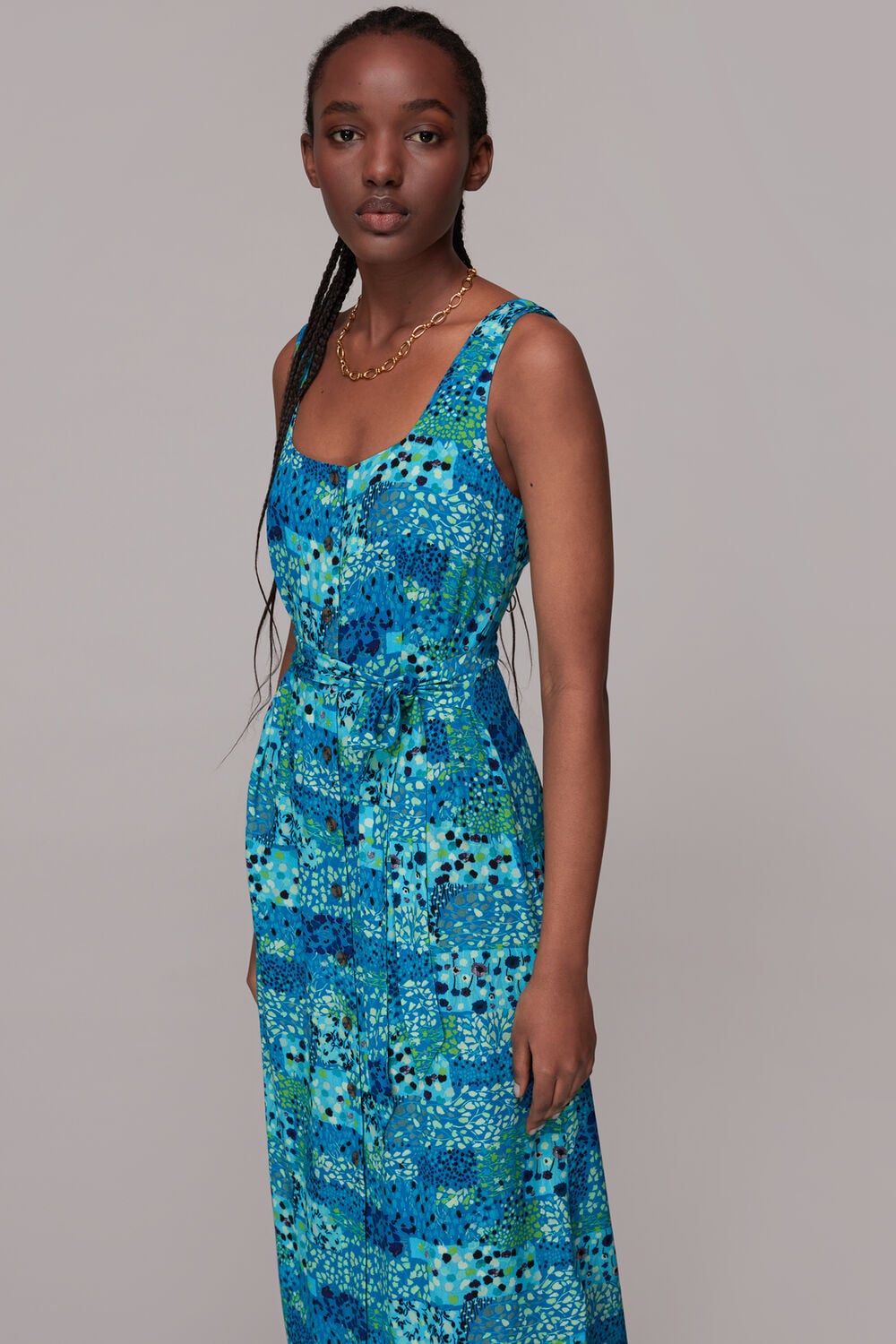 Blue Spring Meadow Button Up Dress