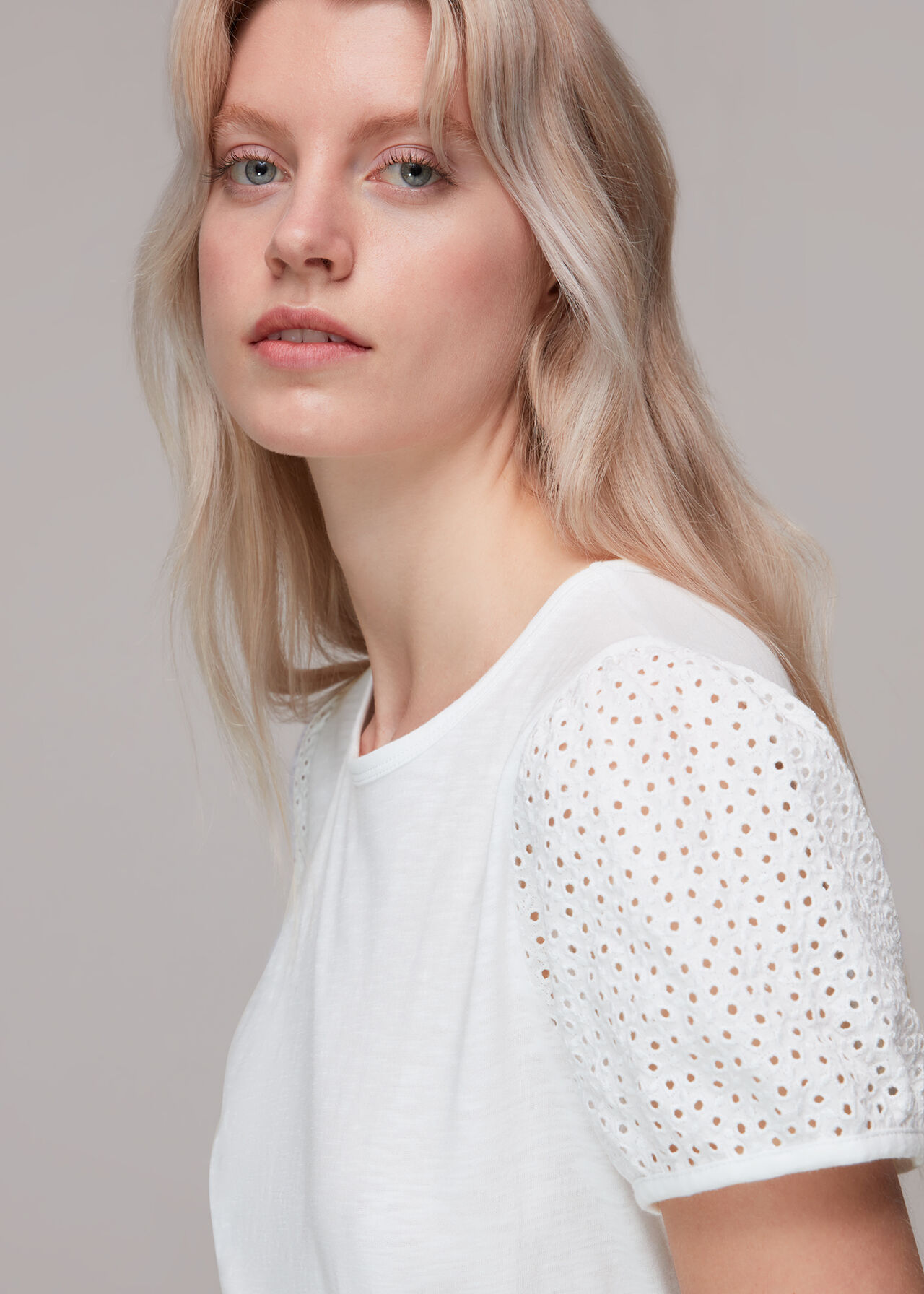 Broderie Puff Sleeve T-Shirt