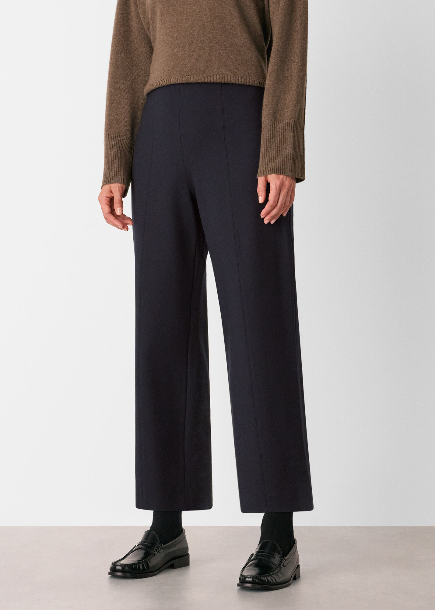 Black Camilla Wide Leg Trouser | WHISTLES | Whistles US |