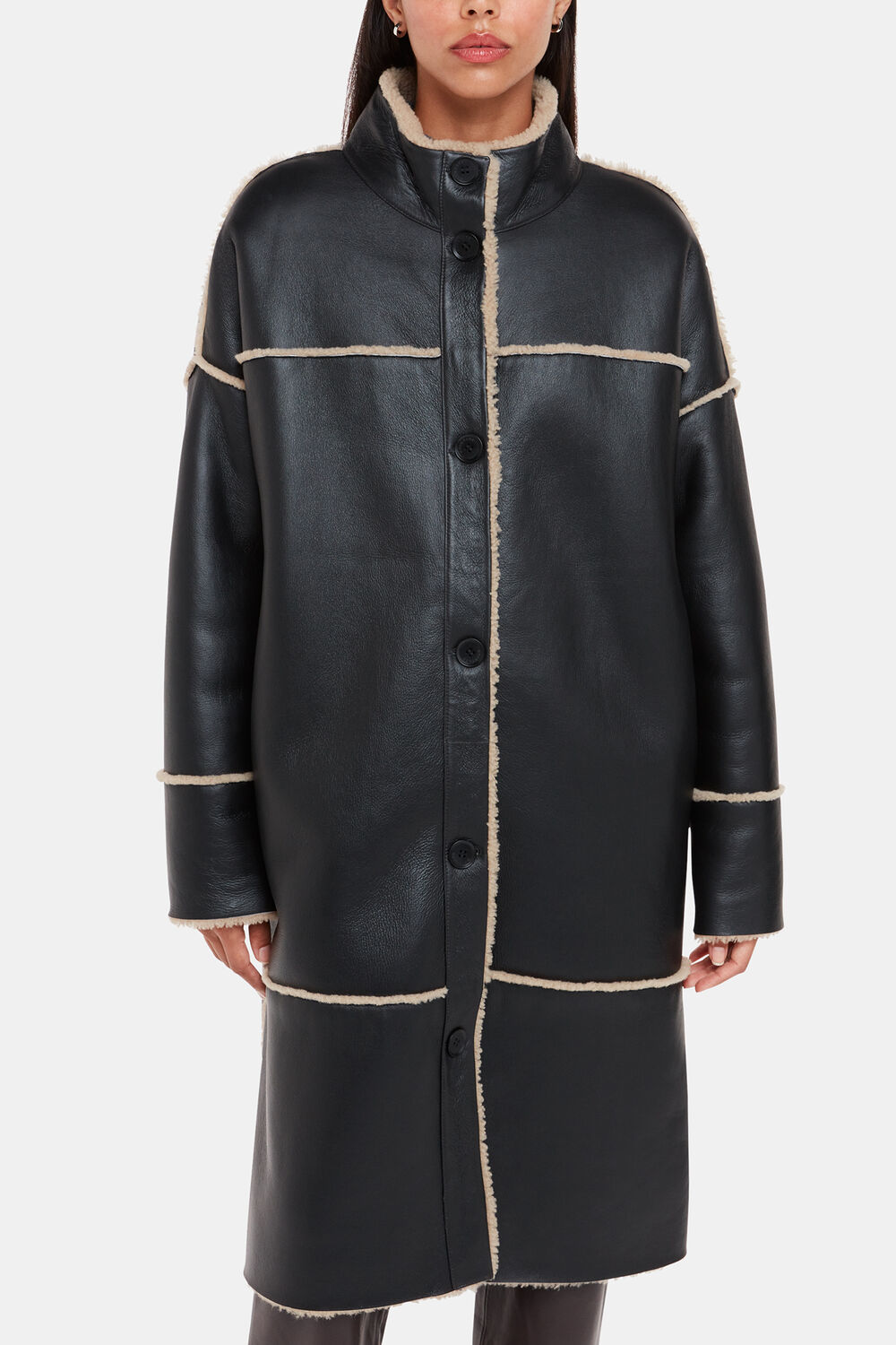 Black Zo Reversible Shearling Coat