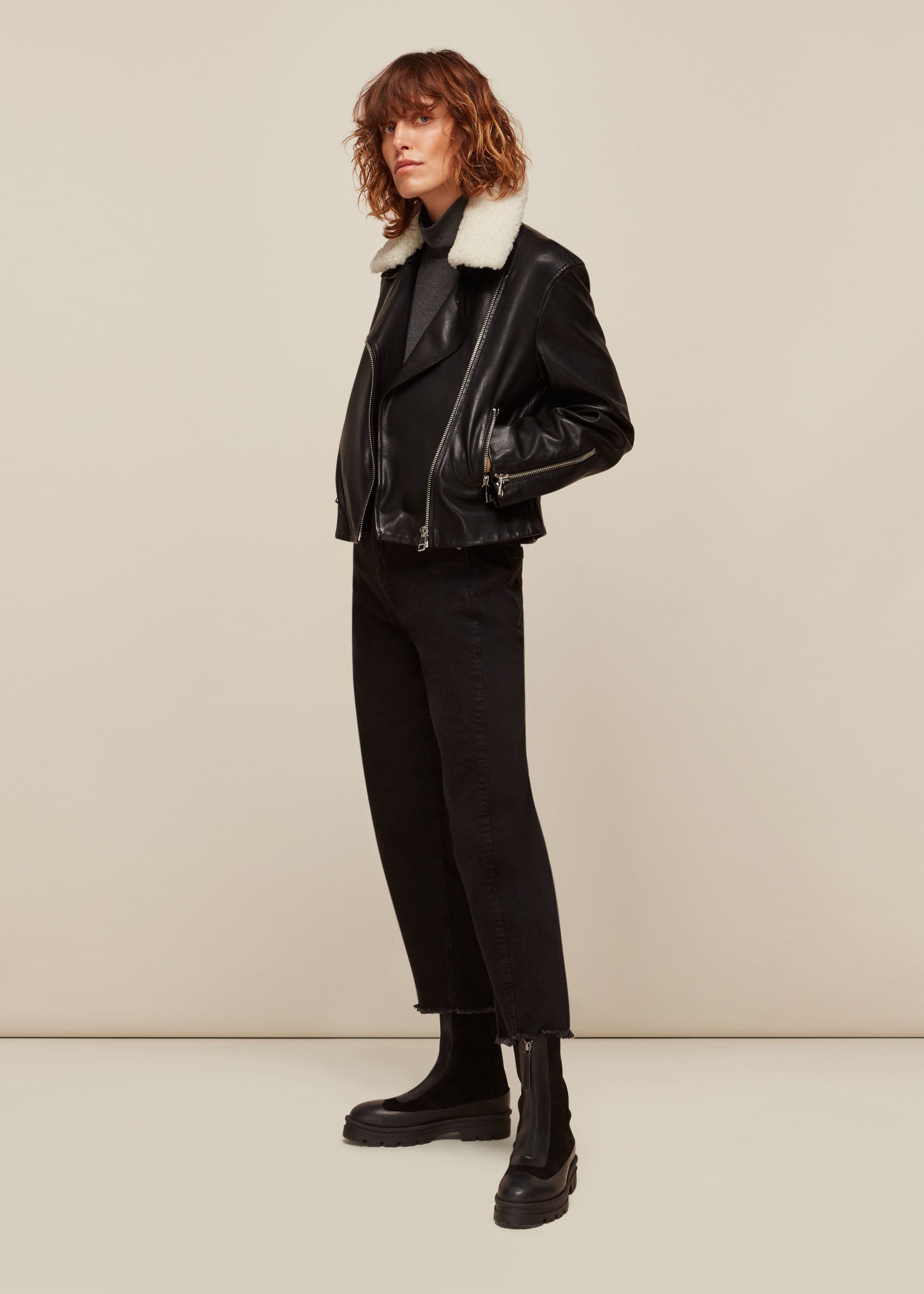 Borg collar cheap jacket womens