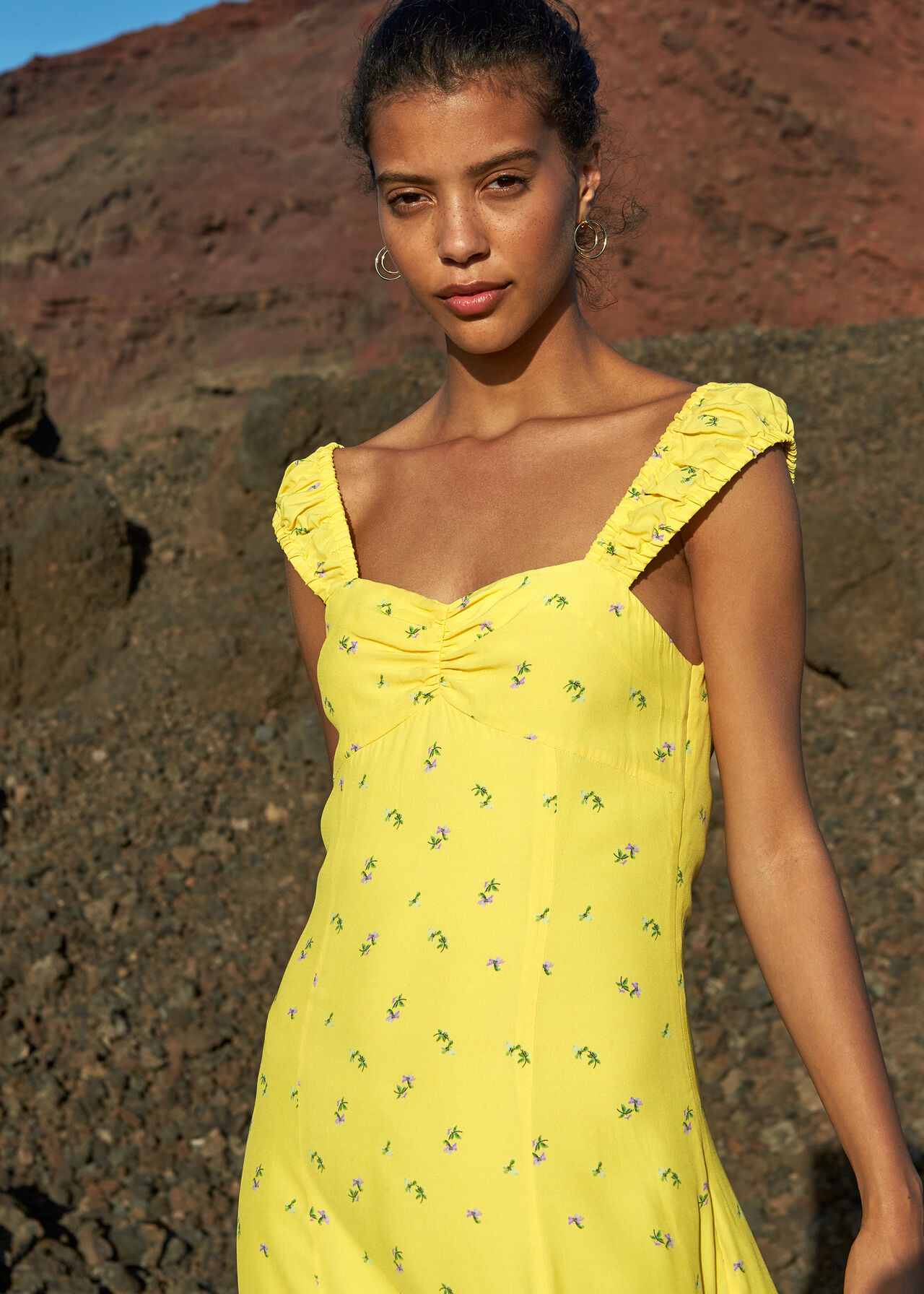 Forget Me Not Print Dress Yellow/Multi