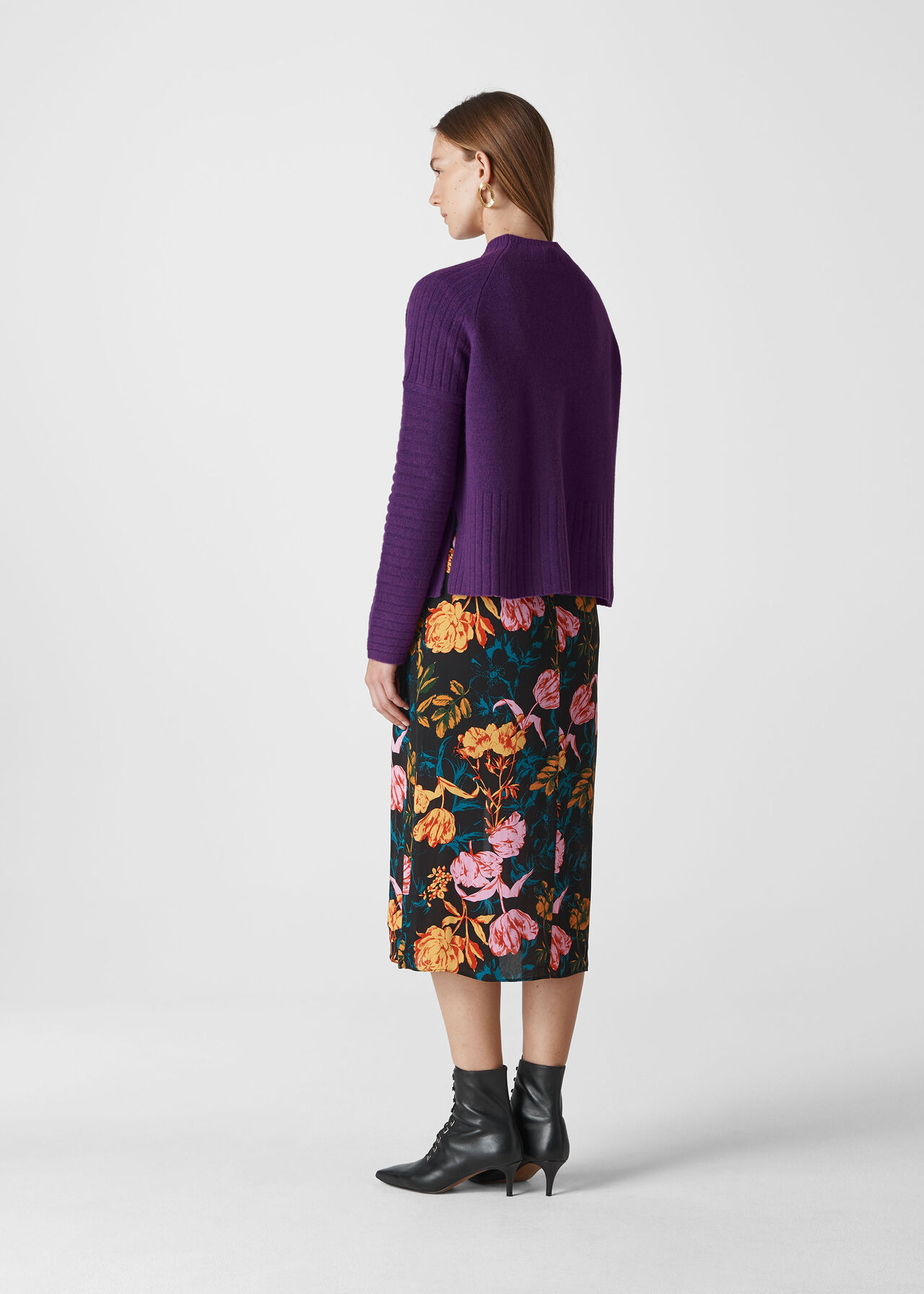 Rib Detail Wool Knit Purple