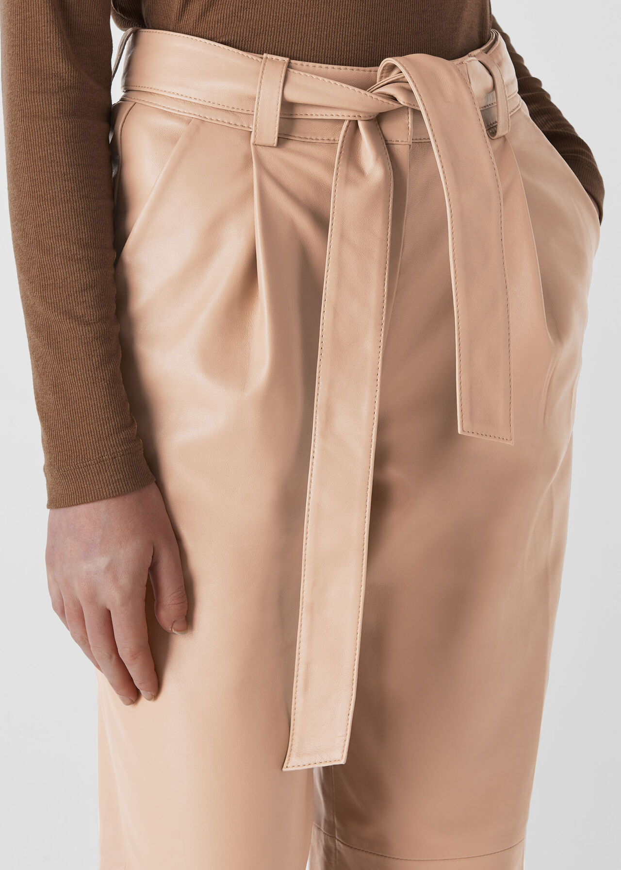 Adrianna Leather Trouser Neutral