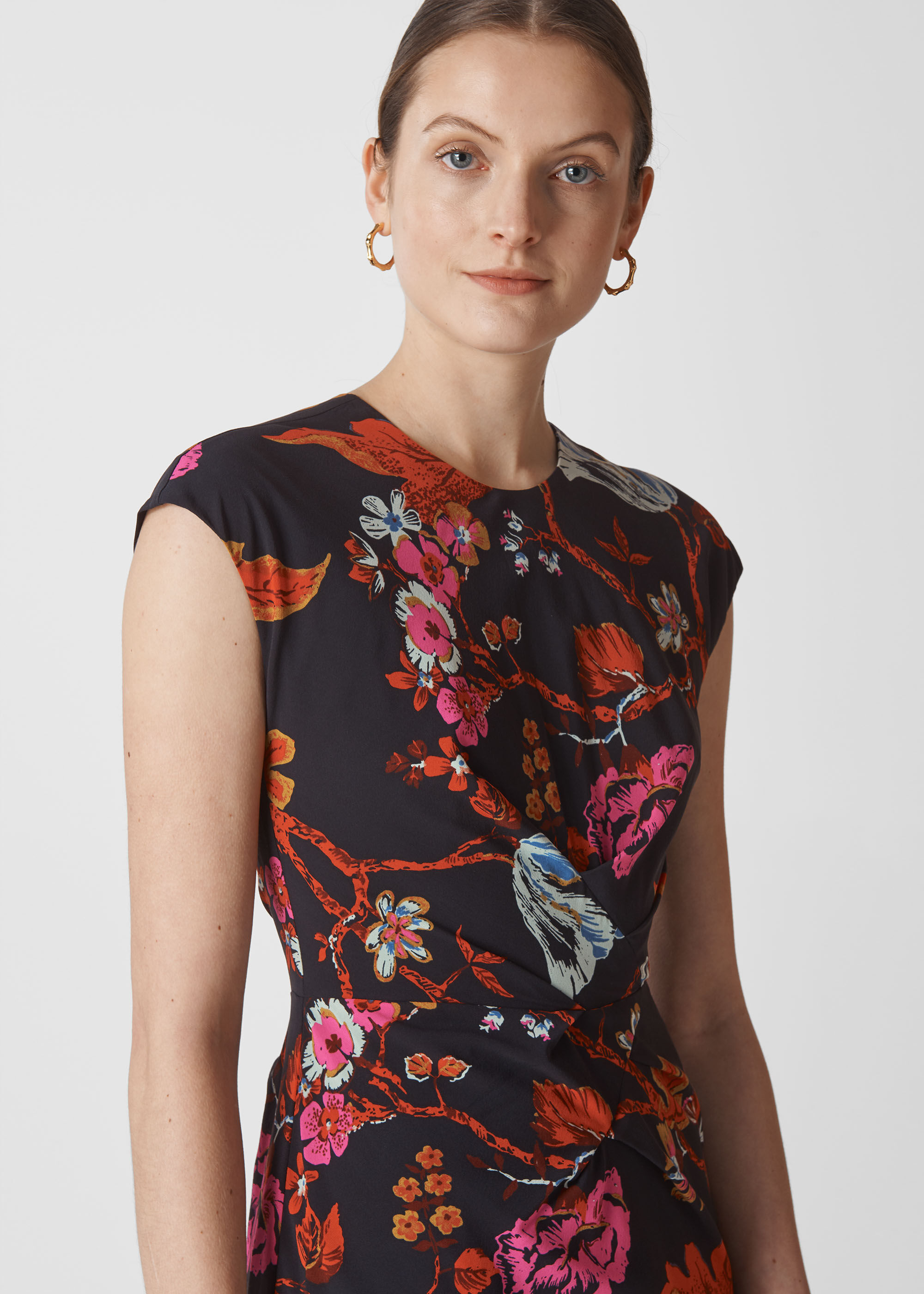 Multicolour Scarf Print Silk Bodycon WHISTLES Whistles ROW