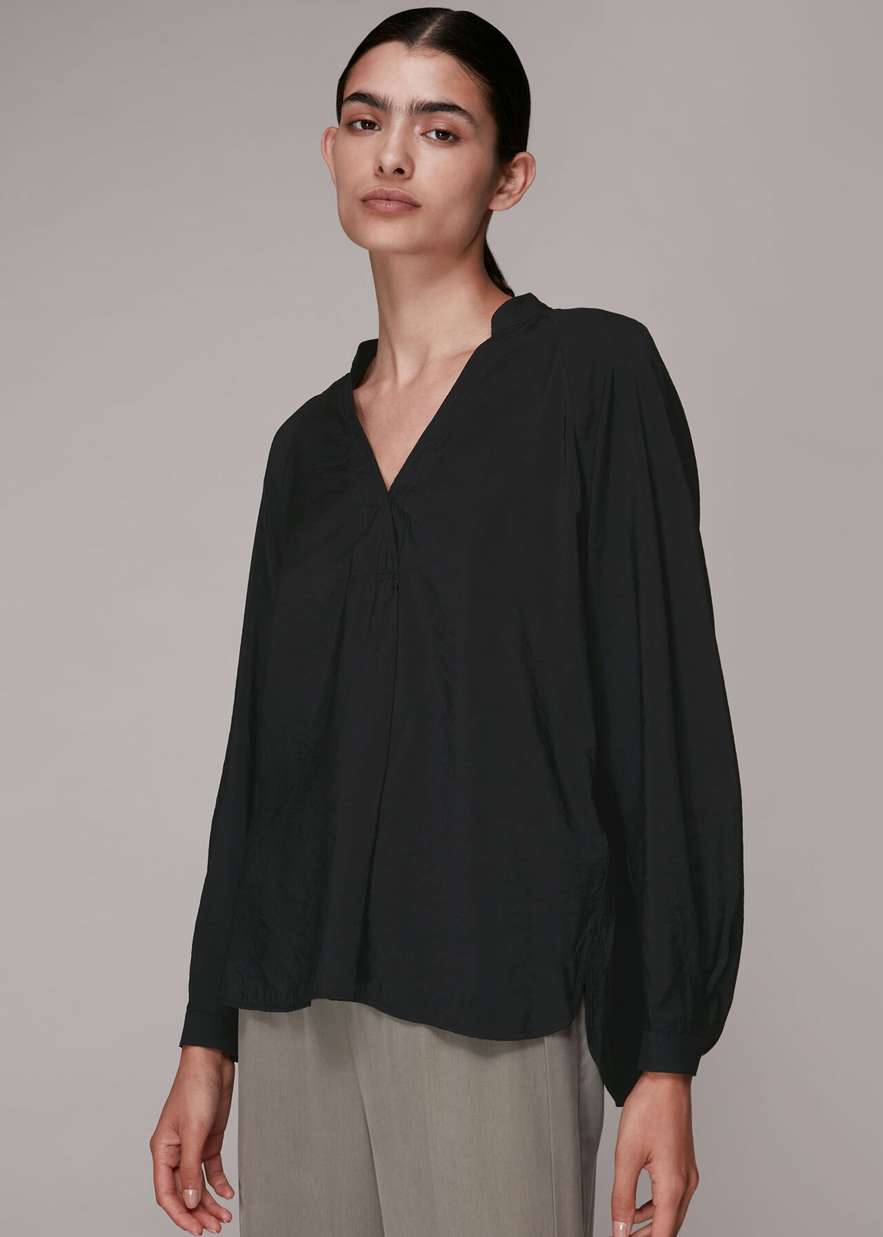 Black Long Sleeve Nicola Blouse WHISTLES Whistles UK