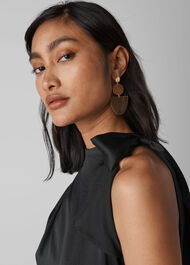Emi Silk One Shoulder Top Black