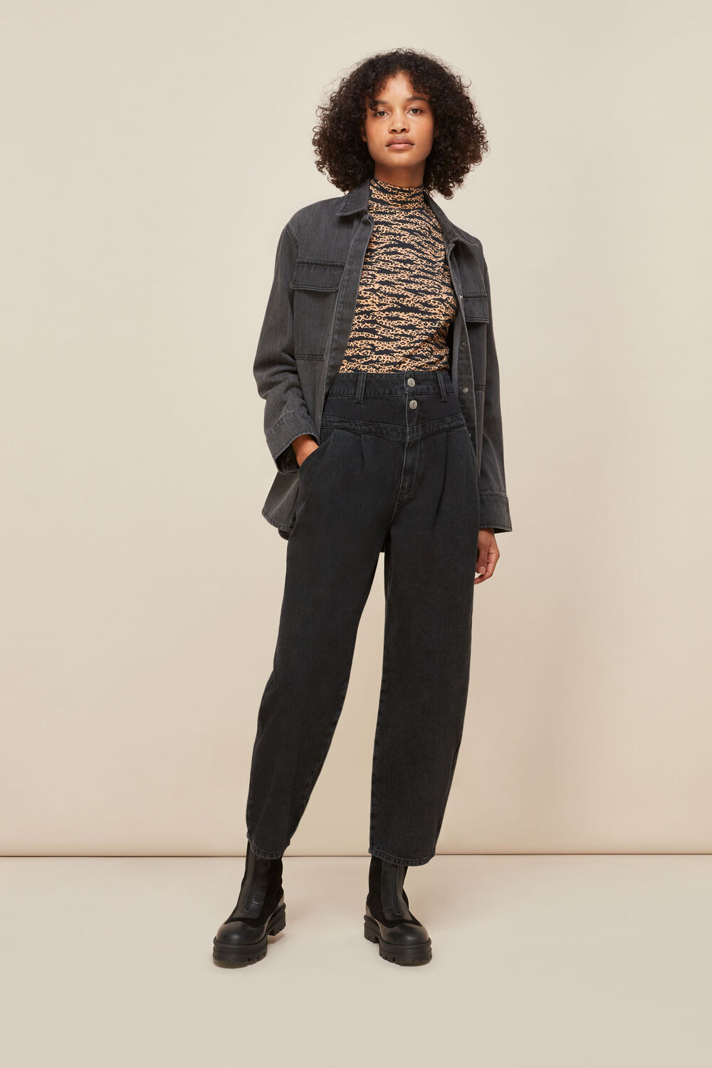 Tiger Leopard Print High Neck