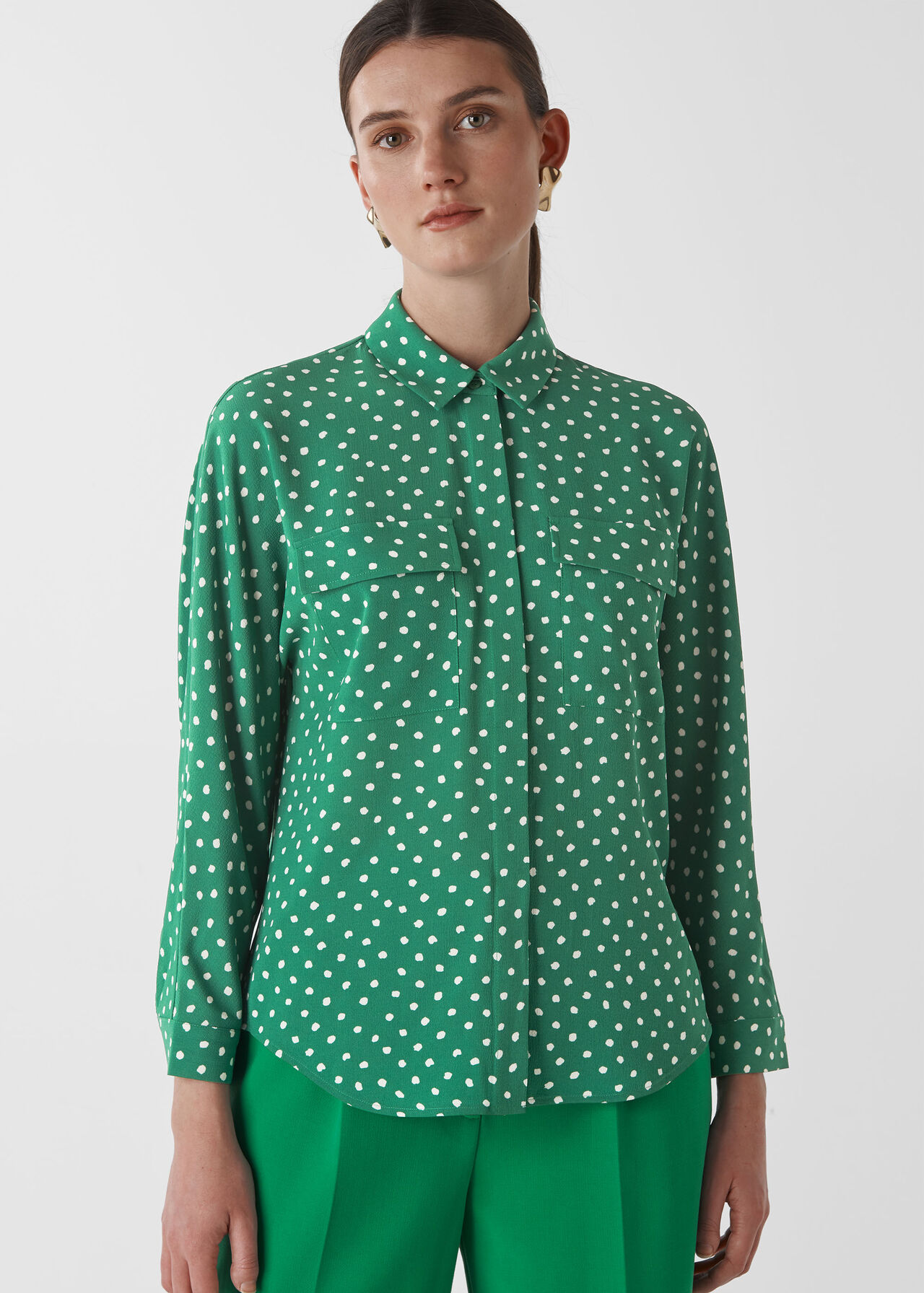 Green/Multi Abstract Selma Blouse | WHISTLES