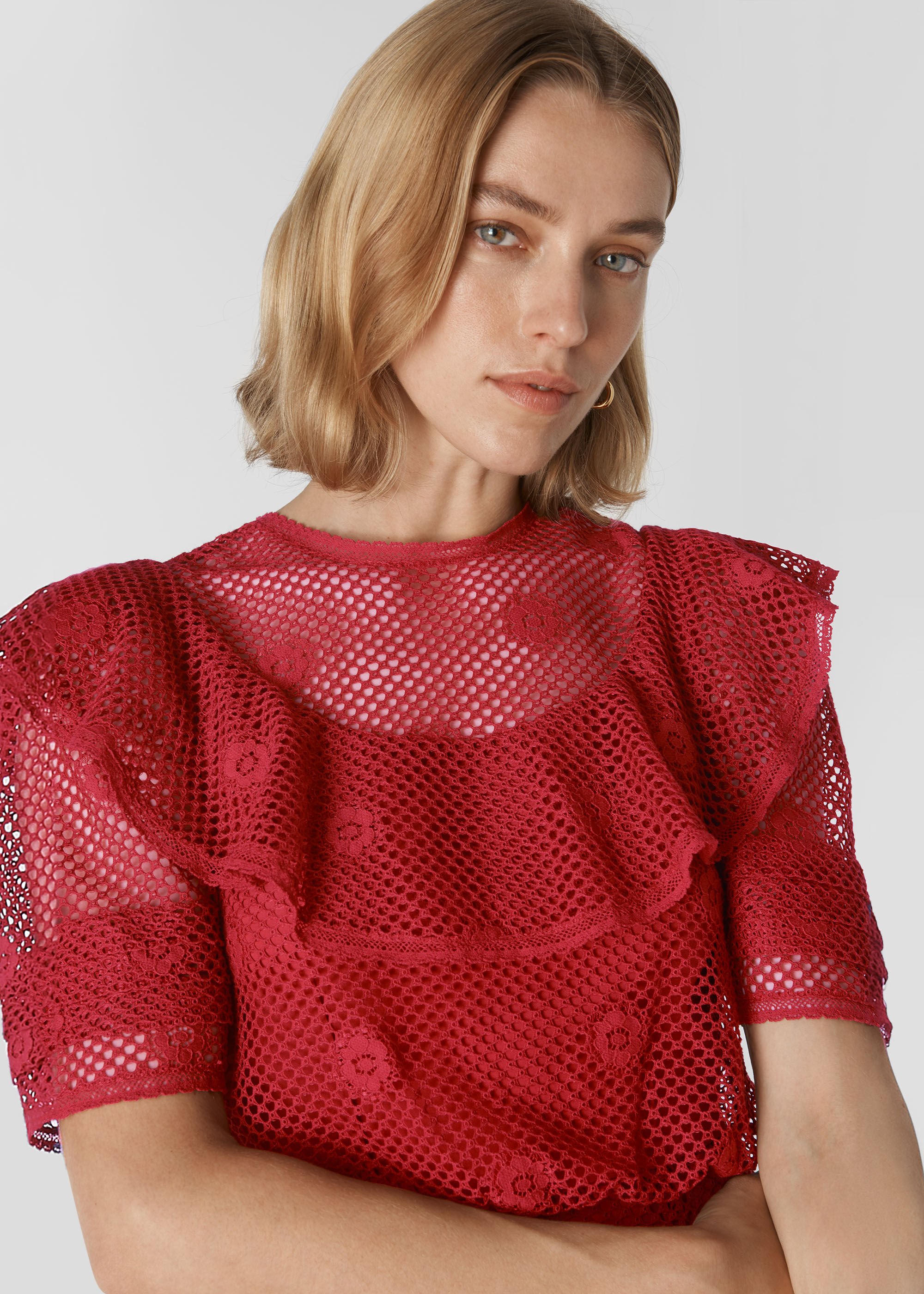 Whistles red lace dress online