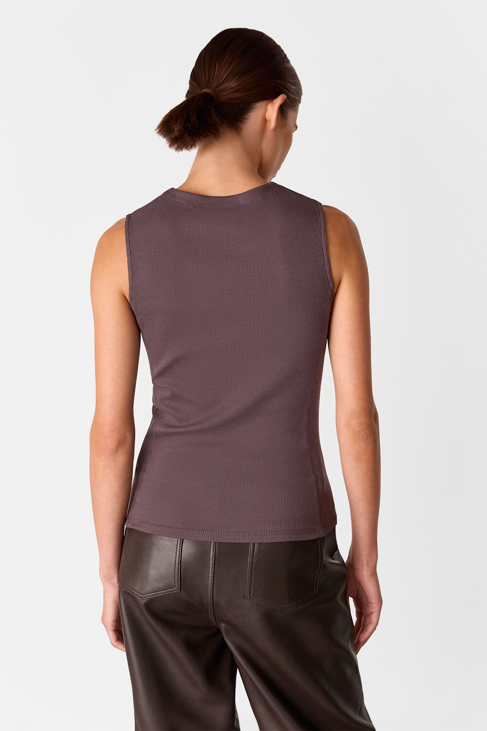 High Neck Rib Detail Tee