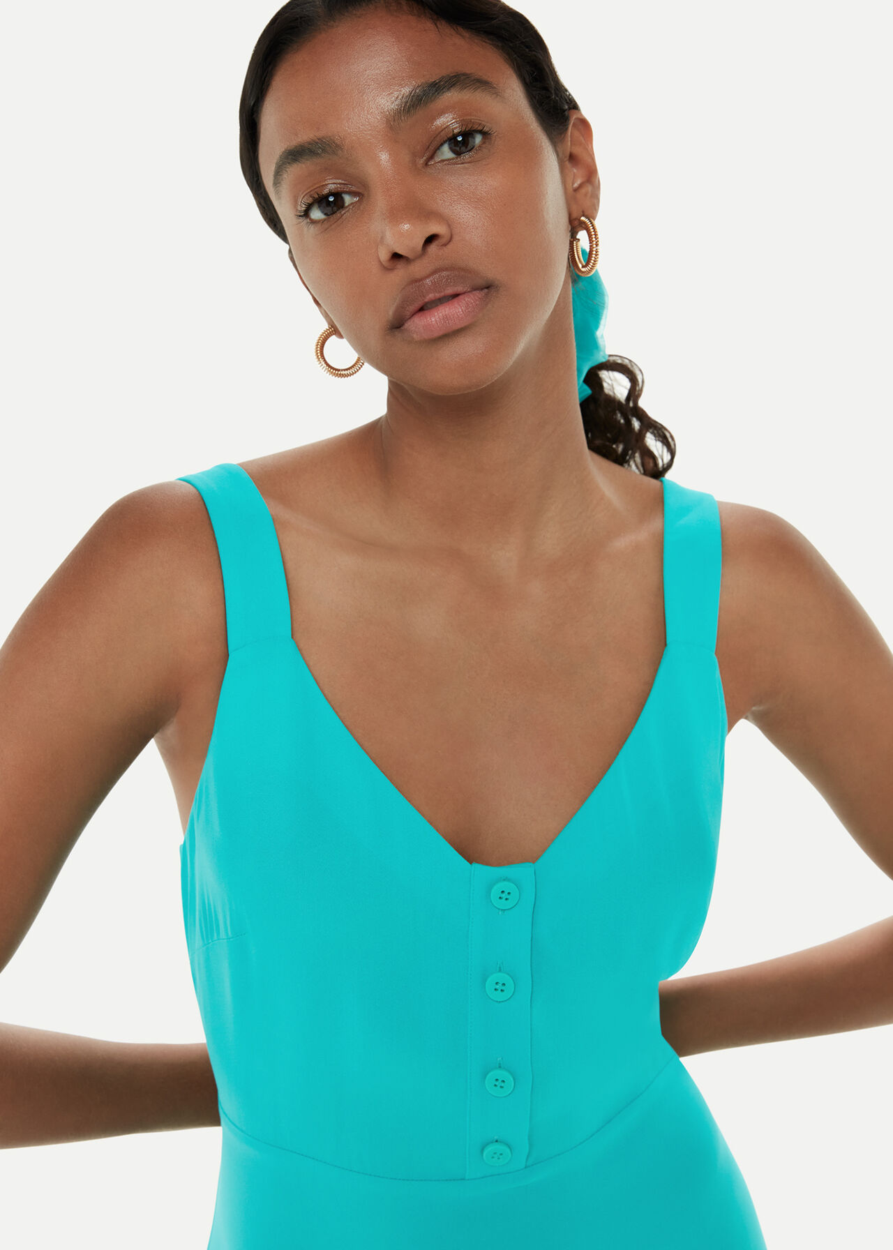Turquoise Andie Button Dress WHISTLES