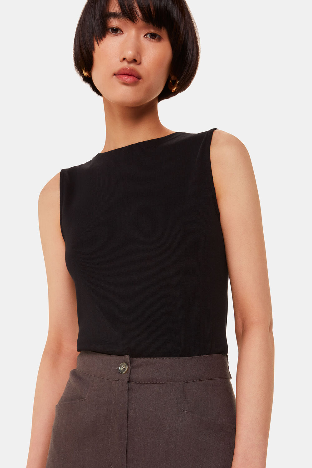 Dark Grey Mila Linen Blend Midi Skirt