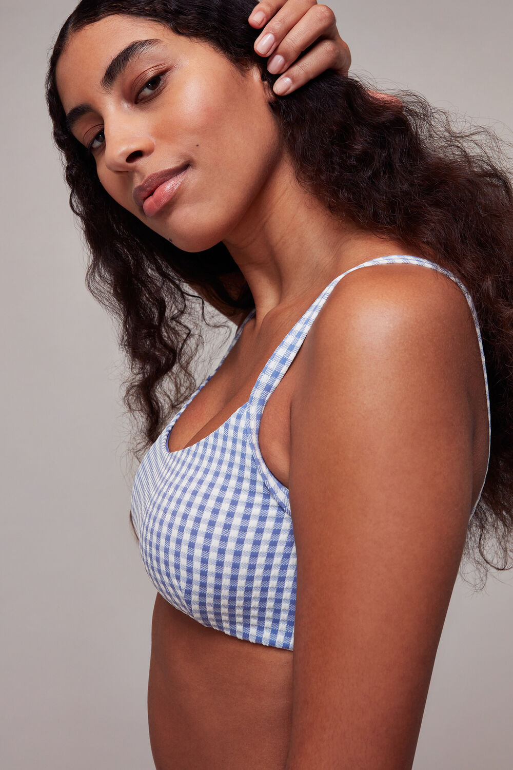 Gingham Texture Bikini Top
