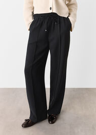 Drawstring Waist Crepe Trouser