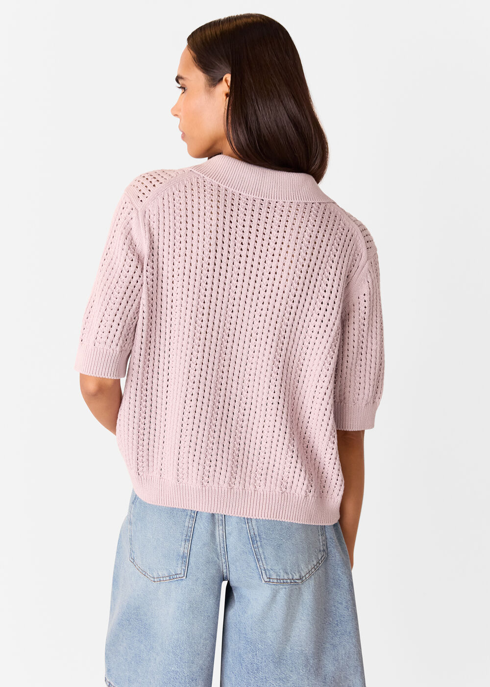 Pointelle Collar Detail Knit