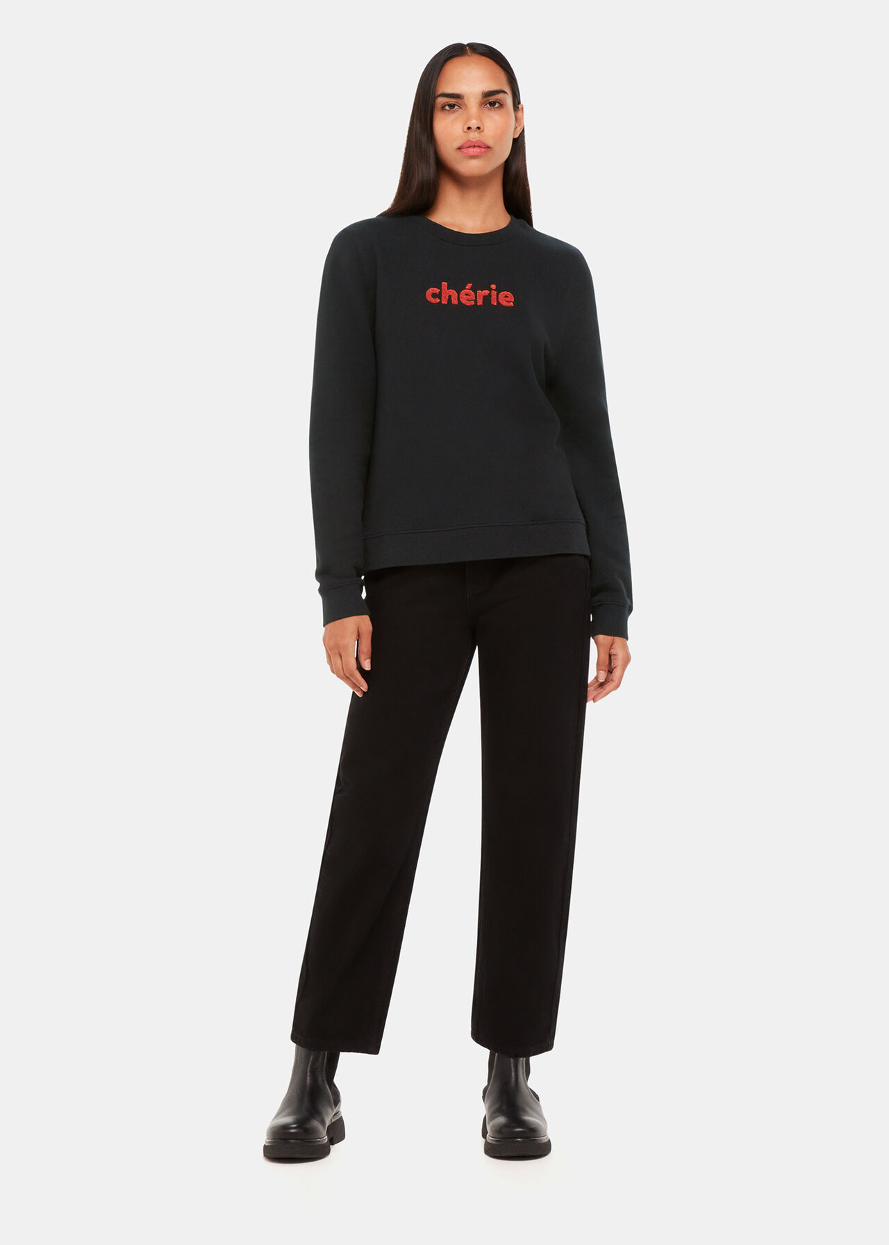Black Cherie Logo Sweatshirt | WHISTLES