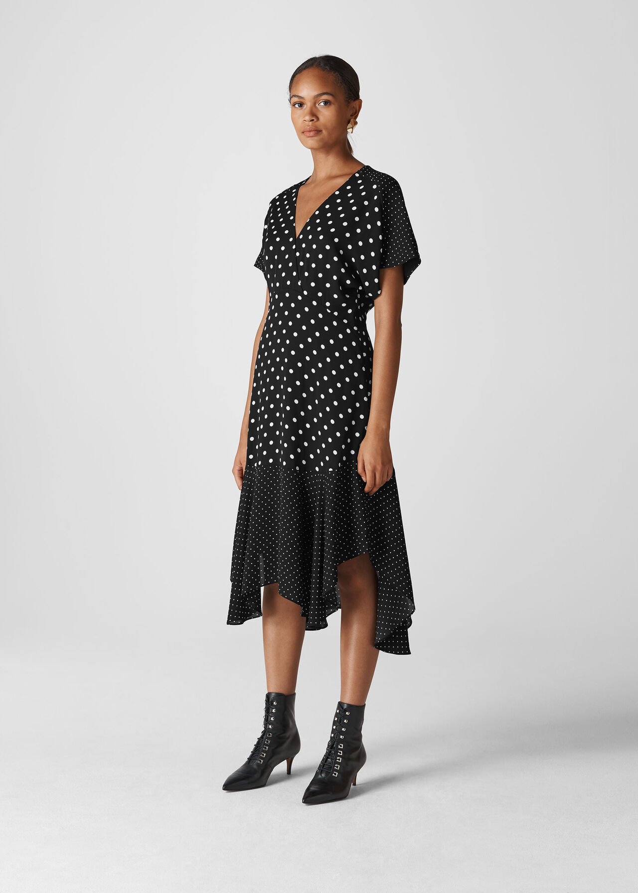 Enise Multi Spot Dress Black/White